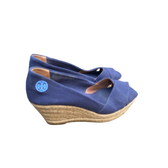 Tory Burch wedge navy espadrille shoes size 38 - Picture 5 of 7
